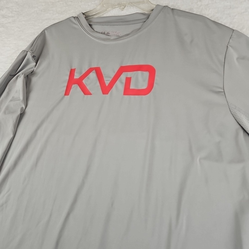 Huk Performance Fishing Shirt‎ Mens XL Gray Lightweight L/S Moisture Wicking KVD